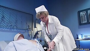 Busty MILF nurse dominates male patient